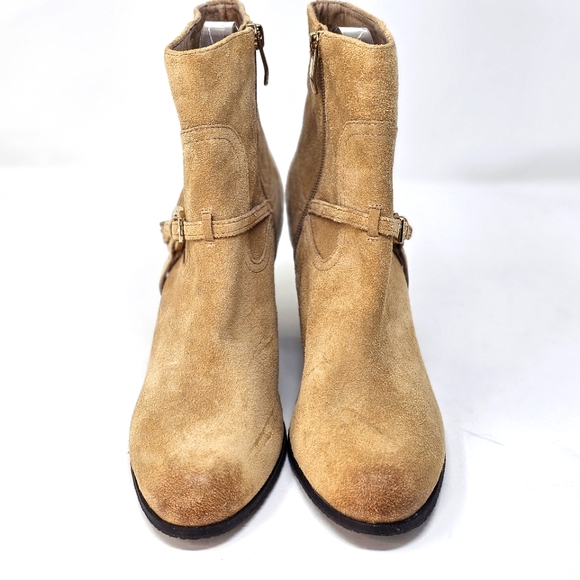 ♡♡ Vince Camuto Ankle Boots Gregger Suede Western Style Block Heel Zip Up - Picture 6 of 12